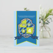 Ridders middeleeuwse schild kinder 4e verjaardag u kaart (Staand voorkant)