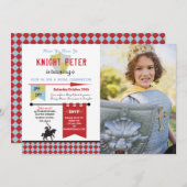 Ridders middeleeuwse verjaardagsfeestje foto rood kaart (Voorkant / Achterkant)