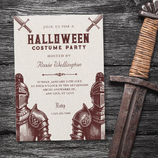 Ridders middeleeuwse vintage Halloween-feest Kaart