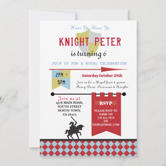 Ridders Prinses Middeleeuws Verjaardagsfeest Uitno Kaart (Voorkant)