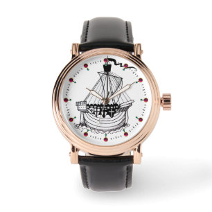 RIDDERS TEMPEL SCHIP Zwart Wit Nautisch Horloge