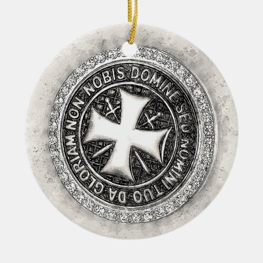 Ridders Tempeliers Middeleeuwse Kruiszegel Aangepa Keramisch Ornament (Voorkant)