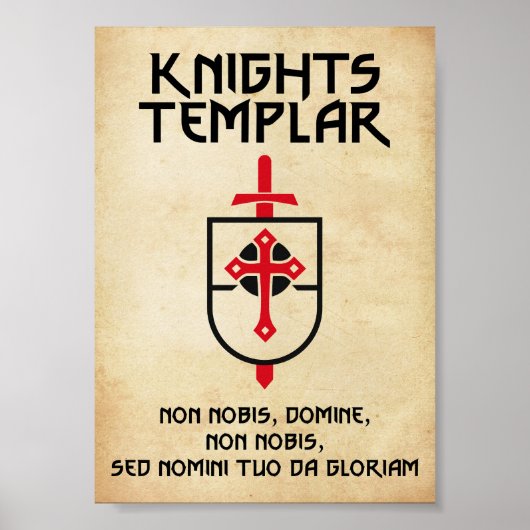 Ridders Tempeliers Papyrus Middeleeuwen Kunst Poster (Voorkant)