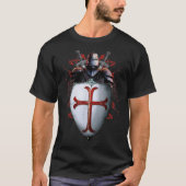 Ridders Tempeliers Vlag Helm Kruis Zwaard T-shirt (Voorkant)
