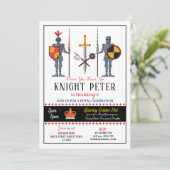 Ridders Verjaardagsfeestje Middeleeuws Uitnodigen Kaart (Staand voorkant)