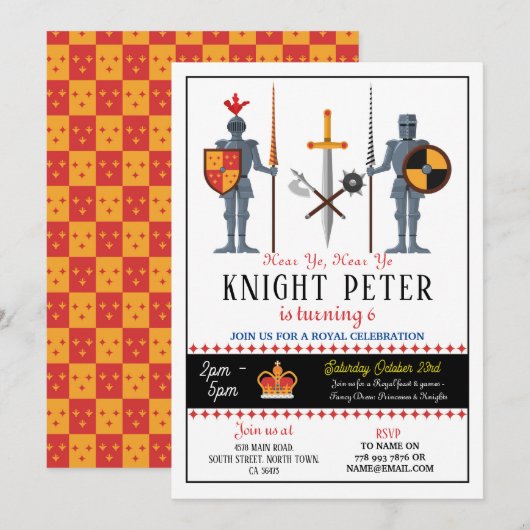 Ridders Verjaardagsfeestje Middeleeuws Uitnodigen Kaart (Voorkant / Achterkant)