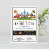 Ridders Verjaardagsfeestje Middeleeuws Uitnodigen Kaart (Staand voorkant)