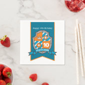 Ridderschild 10e verjaardag middeleeuwse feestserv servet (Insitu)