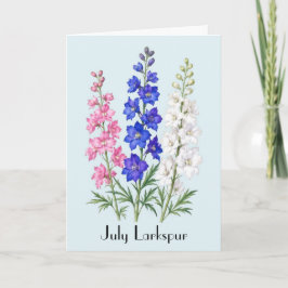 Ridderspoor Bloemen Wenskaart Juli Kaart