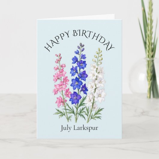 Ridderspoor Verjaardag in Juli Kaart (Voorkant)