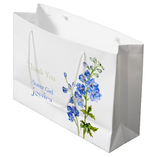 Ridderspoor wedding blauwe bloemenmeisje cadeautas (Voorkant Gekanteld)