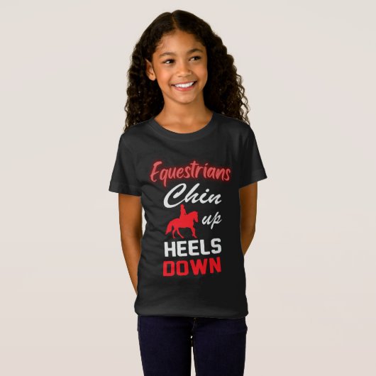 Ridderwedstrijd Riding Citaat in rood en wit lette T-shirt (Voorkant volledig)