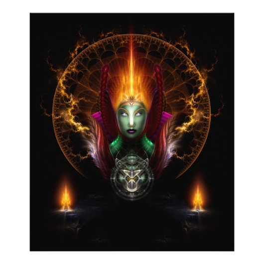 Riddian Queen of Fire Fractal Art Composition Foto Afdruk (Voorkant)
