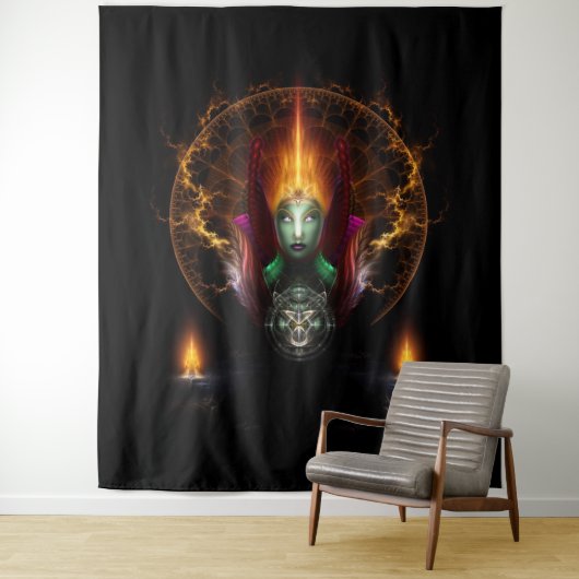 Riddian Queen of Fire Fractal Art Composition Wandkleed (In situ)