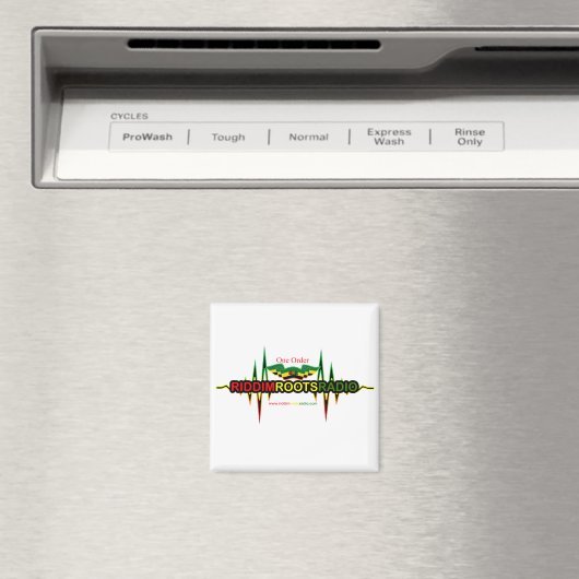 Riddim Roots Radio Square Koelkast Magneet (Insitu (Vaatwasser))