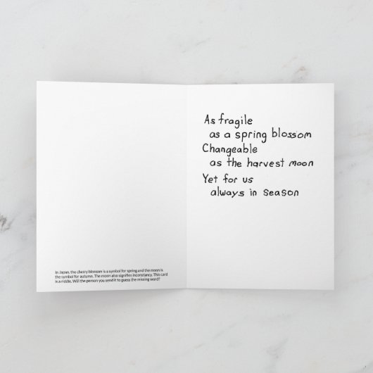 Riddle: een kaart voor wanneer liefde altijd in he (Binnen)