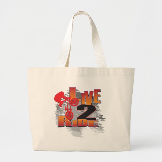 Ride 2 Live BMX Biker Grote Tote Bag (Voorkant)