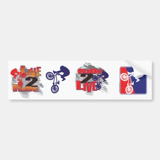 Ride 2 Live BMX Rider Bumpersticker (Voorkant)
