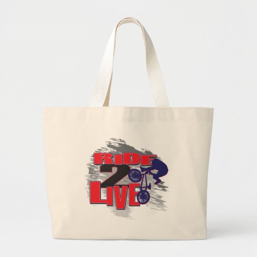 Ride 2 Live BMX Rider Grote Tote Bag (Voorkant)