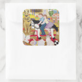 Ride-a-Cock-Horse Vierkante Sticker (Tas)