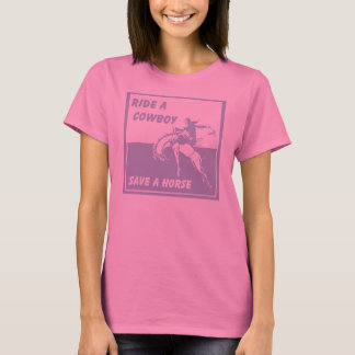 "Ride a Cowboy Save a Horse" Retro Grafisch T-shirt