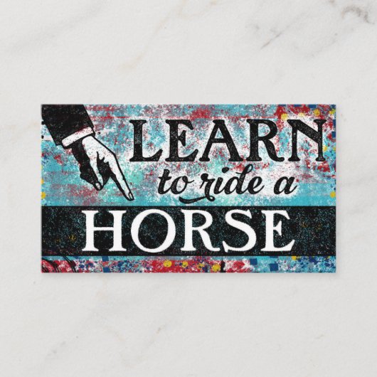 Ride A Horse Lessons - Aqua Blue Visitekaartjes (Voorkant)