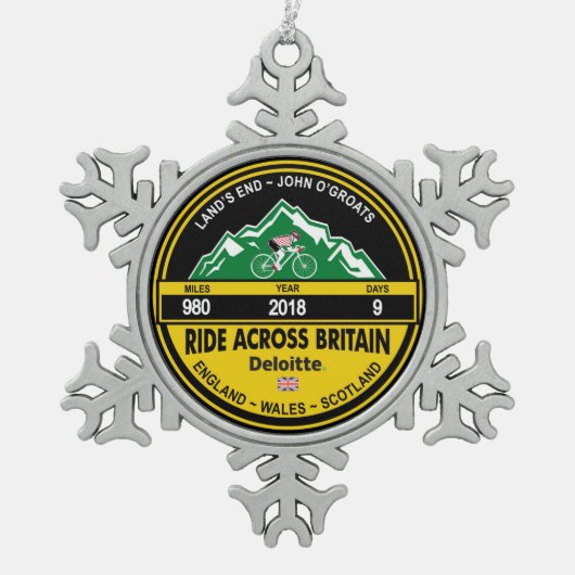 RIDE ACROSS BRITAIN 2018 TREE SNEEUWVLAKORNAMENT TIN SNEEUWVLOK ORNAMENT (Voorkant)