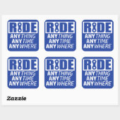 Ride, alles, altijd, overal vierkante sticker (Vel)