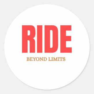 Ride Beyond Limits – Motivational Biker Typography Ronde Sticker