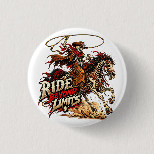 Ride Beyond Limits Skelet Cowboy Westers Ontwerp Ronde Button 3,2 Cm