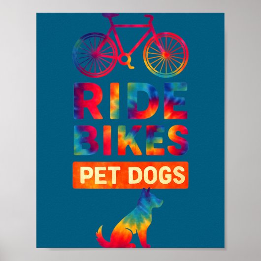 Ride Bikes Pet Dogs Bicycle Cycling Biking Dog Lov Poster (Voorkant)