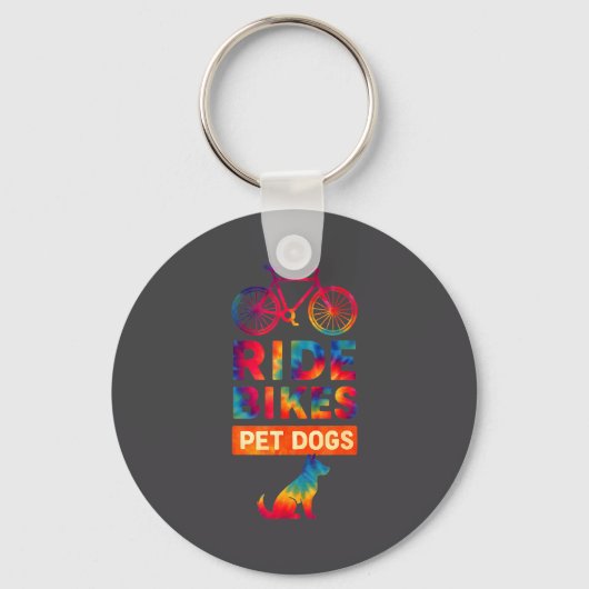 Ride Bikes Pet Dogs Bicycle Cycling Biking Dog Lov Sleutelhanger (Voorkant)