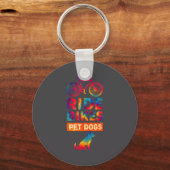 Ride Bikes Pet Dogs Bicycle Cycling Biking Dog Lov Sleutelhanger (Voorkant)