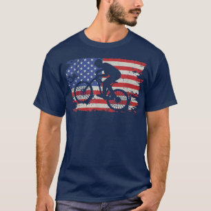 Ride Biking Cyclist USA Flag Bicycle Bike T-shirt