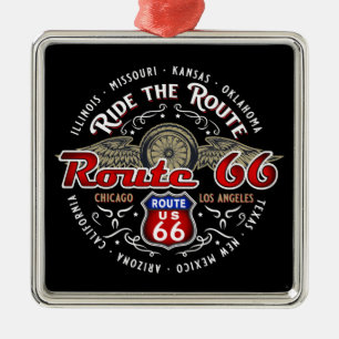 RIDE DE ROUTE US 66 BIKER ROAD TRIP MOTORCYCLUS METALEN ORNAMENT