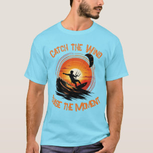 Ride de vuurgolf Kitesurfen Zonsondergang T-shirt