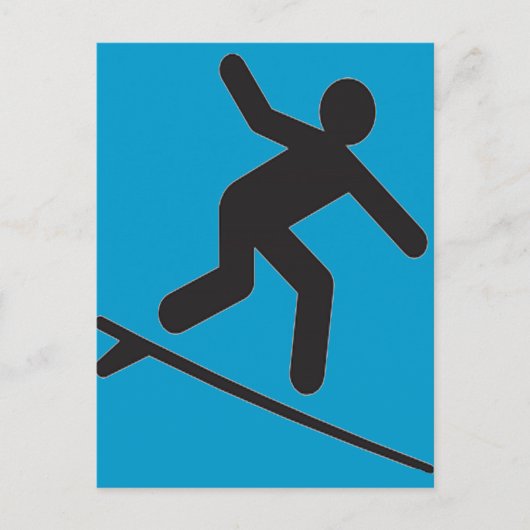 RIDE DE WAVE CARTOON BRIEFKAART (Voorkant)