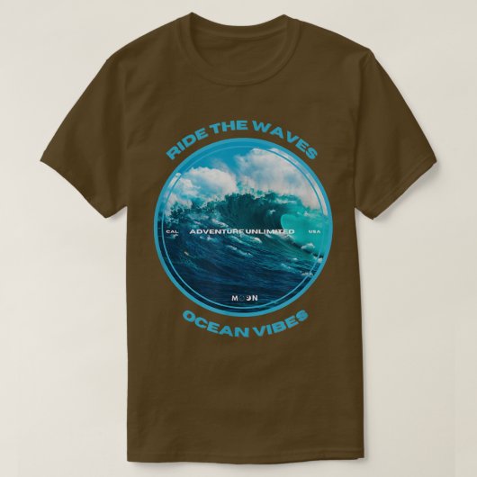 RIDE DE WAVES Ocean vibes avontuurliefde Serfing T-shirt (Design voorkant)