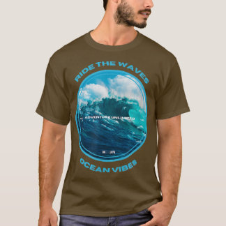 RIDE DE WAVES Ocean vibes avontuurliefde Serfing T-shirt