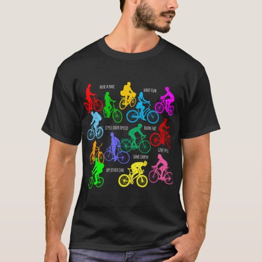 Ride een fiets grappige, kleurrijke elegant t-shirt (Voorkant)