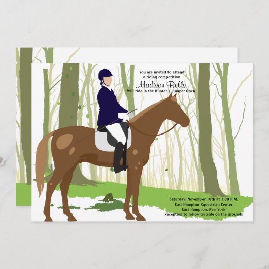 Ride Equestrian Invitation Kaart (Voorkant / Achterkant)