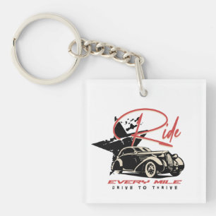 Ride Every Mile - Vintage Car Drive Quote Sleutelhanger