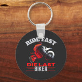 Ride Fast Die Last Biker T-Shirt Sleutelhanger (Voorkant)