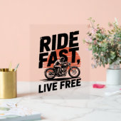 Ride Fast Live Gratis Fietser T-shirt Acryl Bord (Huwelijk)