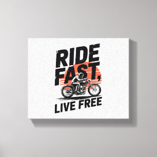 Ride Fast Live Gratis Fietser T-shirt Canvas Afdruk