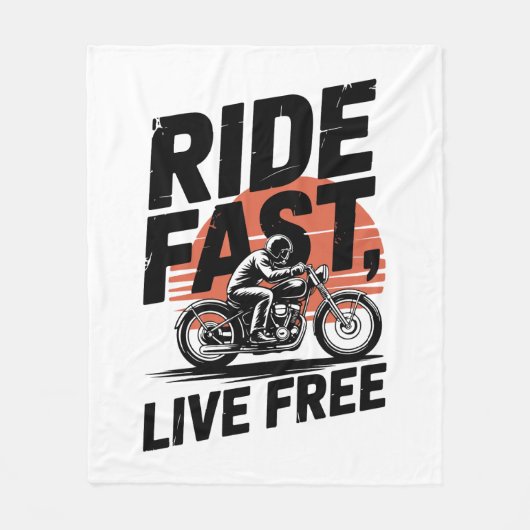 Ride Fast Live Gratis Fietser T-shirt Fleece Deken (Voorkant)