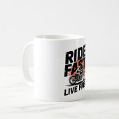 Ride Fast Live Gratis Fietser T-shirt Koffiemok (Voorkant links)