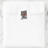Ride Fast Live Gratis Fietser T-shirt Ronde Sticker (Tas)