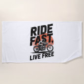 Ride Fast Live Gratis Fietser T-shirt Strandlaken (Voorkant)