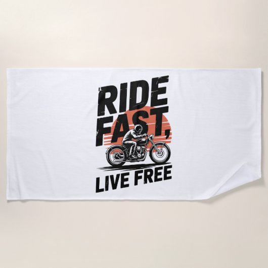 Ride Fast Live Gratis Fietser T-shirt Strandlaken (Voorkant)